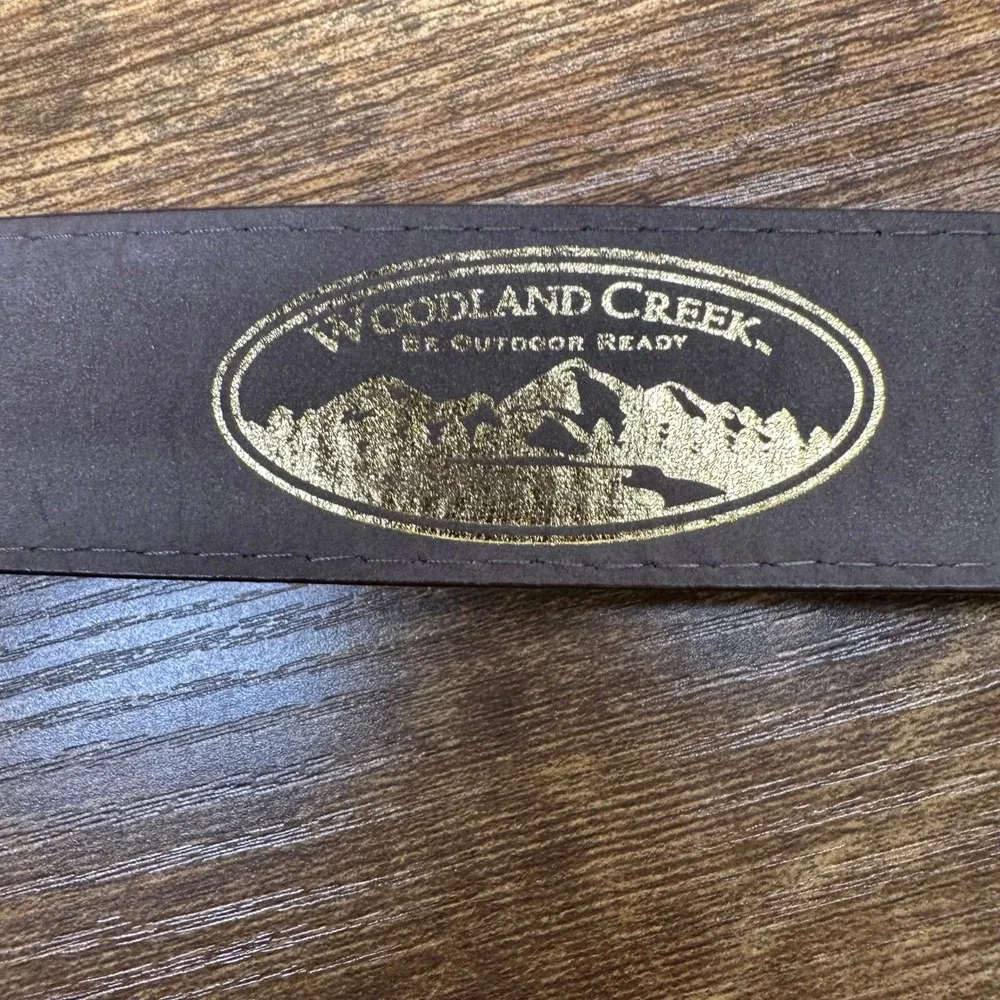 Woodland Creek Outdoor Ready Mens Camo Canvas Belt Blue Grey Brass Buckle